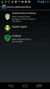 Security Device Admins List Showing Lookout Is Not an Admin