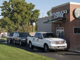 Morning coffee drive thru